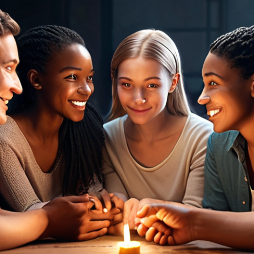 Home 15 **A diverse group of people connecting emotionally with a brand through a heartwarming story. Soft, inviting lighting, emphasizing genuine human connection.** (This visualizes the "storytelling power" aspect.)