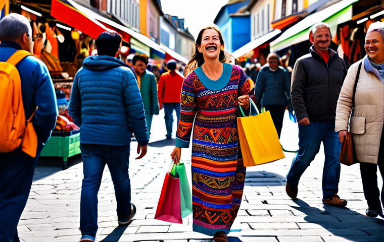 Happy Shopper**

A joyful woman in a vibrant, fully clothed outfit, carrying shopping bags in a bustling marketplace filled with colorful stalls. Safe for work, appropriate content, professional, perfect anatomy, natural proportions.

**