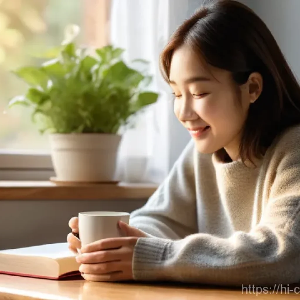 가격과 감정의 관계 - **Prompt:** A young woman (20s, East Asian appearance) is sitting comfortably in a brightly lit, coz...