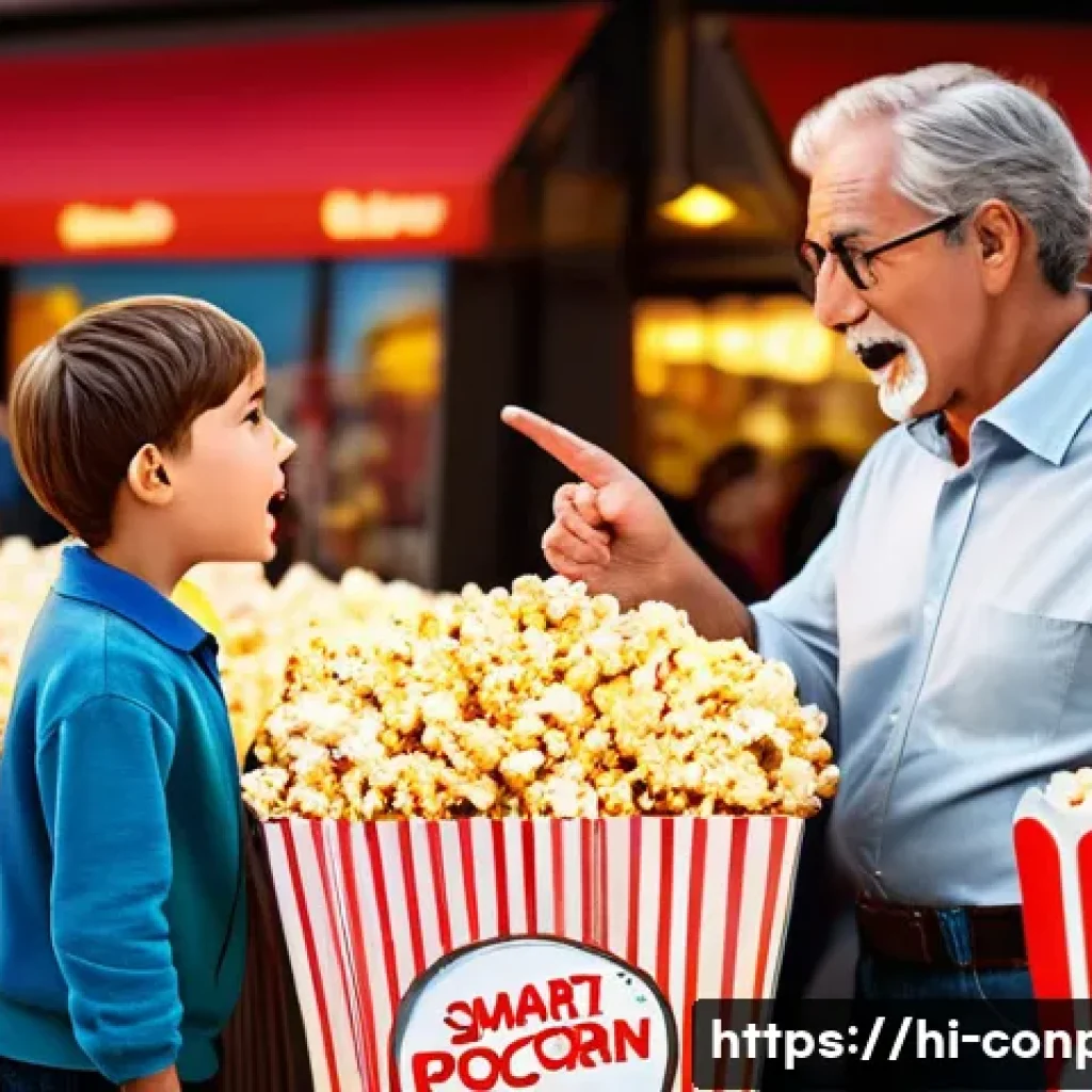 심리적 요소를 고려한 가격 책정 - " The parents are discussing the options, with the father pointing towards the "Large Popcorn" optio...