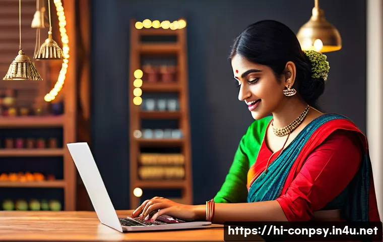 감정 기반의 할인 효과 - A vibrant digital marketing scene showcasing an Indian shopper browsing an online shopping website o...