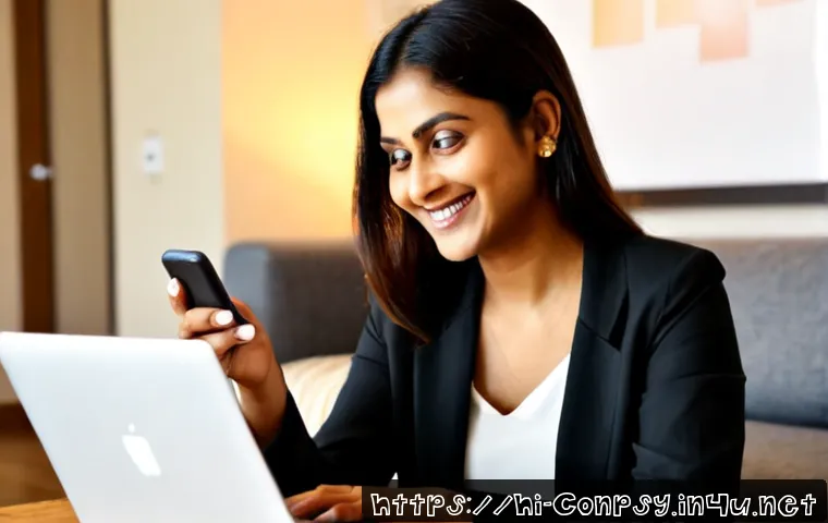 Home 17 구매욕구와 감정적 반응 - Photorealistic Indian woman in her 30s sitting at a clean home desk, warmly smiling with excited ant...